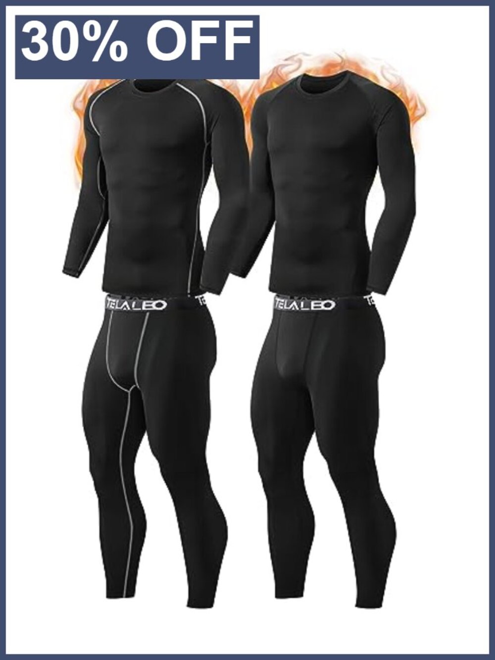 Men's Thermal Underwear Set Fleece Lined Long Johns Base Layer Shirts